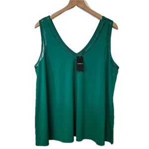 New Torrid Green Tank Top with Lace Neckline - Size 1X